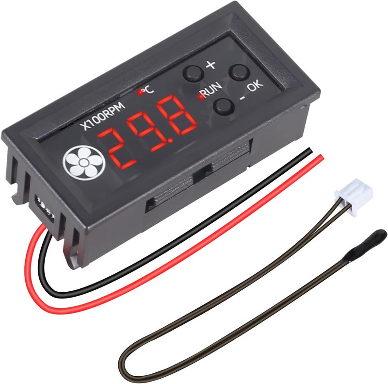 IS Fan Temperature Controller, ICSTATION DC 12V PWM 4-Wire Fan Speed Controller Module with Temperature Probe Digital Display ℃ Temperature Controlled Governor for 3A Fan PC - Image 1